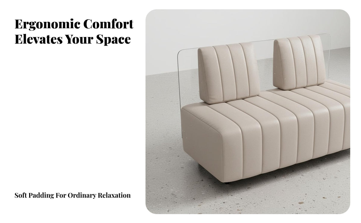 Light Luxury Design Fluted rear Sofa and Chair Set Comfortable Cushioning Reception Seating Faux Marble table surface Commercial Furniture Gold-Finished Legs for Interior Designers, Facility Managers, Restaurant, cosmetics studio, Hotel Lobby, Lounge