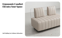 Light Luxury Design Fluted rear Sofa and Chair Set Comfortable Cushioning Reception Seating Faux Marble table surface Commercial Furniture Gold-Finished Legs for Interior Designers, Facility Managers, Restaurant, cosmetics studio, Hotel Lobby, Lounge