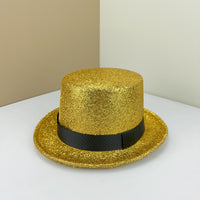 Shiny Silk Magician Top Hat British Black Jazz Hat for Men and Women