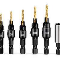 6 Pieces Titanium-Plated Countersink Drill Bit Set Tapered Wood Countersink Drill Bit Industrial-Grade Tool Wear Resistant for Woodworkers, Woodworking