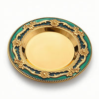 Round Tray with Embossed Rim Vintage-Inspired for Candle Display