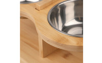 Pet Bowl Stand with Stainless Steel Bowls Tilted Raised Cat Feeder Dishwasher Pet Feeder with Bowls for Cats, Small Dogs, Indoor