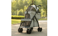 Soft-Sided Two-Tier Pet Stroller Ventilated Double Pet Stroller Breathable Portable for Cats, Small Dogs, Daily Walks, Vet Visits, Travel