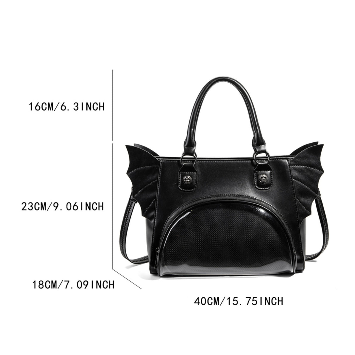 Satchel with Top Handles Goth Tote Bag with Skull Rivets Edgy Purse for Women