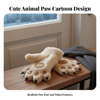 Thickened Furry Cat Claw Gloves Warm Fluffy Cat Paw Gloves Windproof for Students, Adults, Cycling, Halloween Parties, Stage Performances