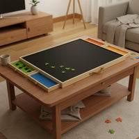 Non-Slip Felt Surface Wooden Jigsaw Organizer Table Solid Wood Frame Adjustable Jigsaw Board with Drawers for Families