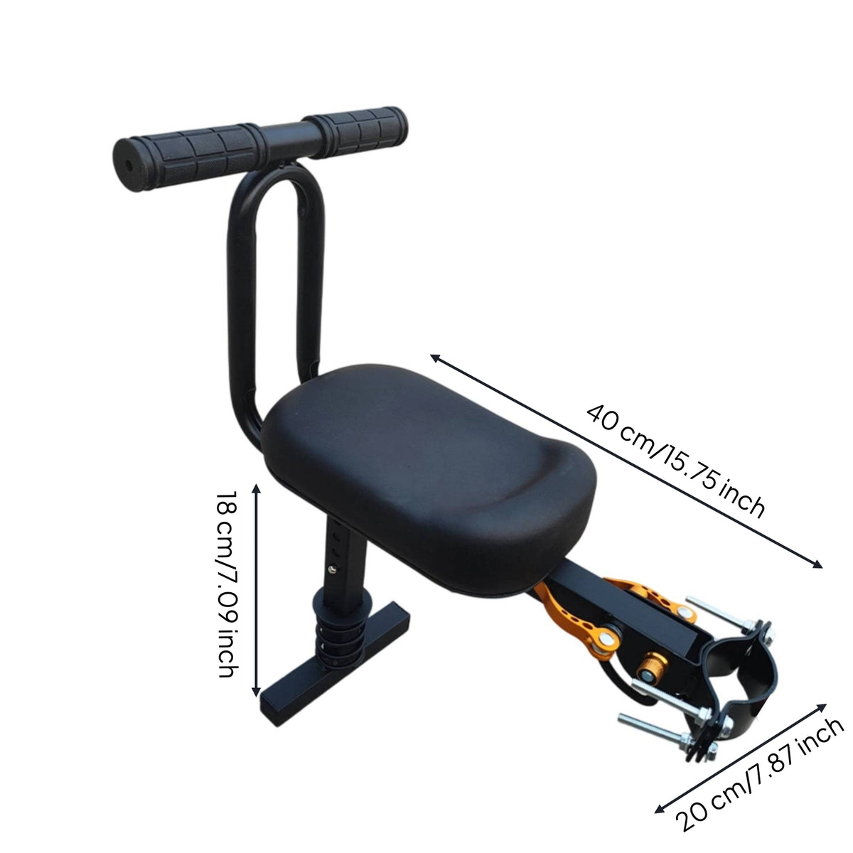 Clamp Mount Front Bike Child Seat Compact Front Scooter Child Seat Adjustable Toddler Bike Saddle