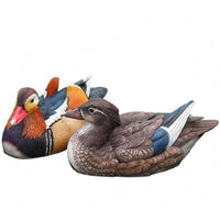 Textured Feathers Mandarin Duck Ornament Realistic Floating Duck Ornament Multicolor Painted Finish for Water-Scaping, Garden, Courtyard