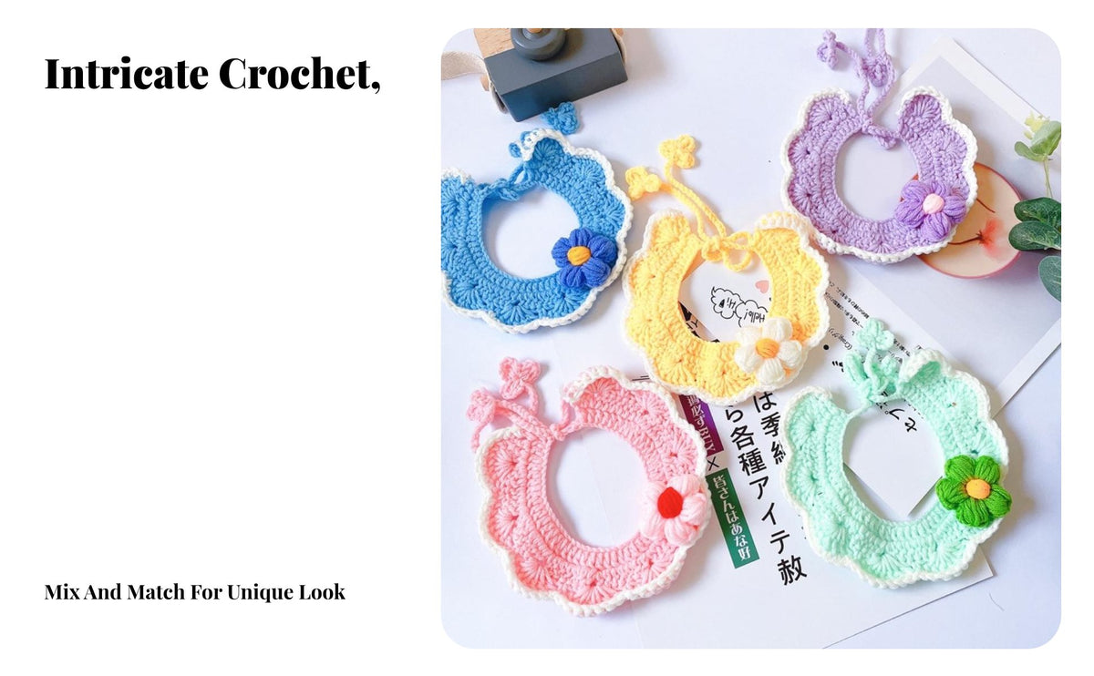Flower Cat Soft Knit Knitted Flower Cute & Stylish Knitted Dog Bib for Daily Wear, Photo Shoots, Birthdays
