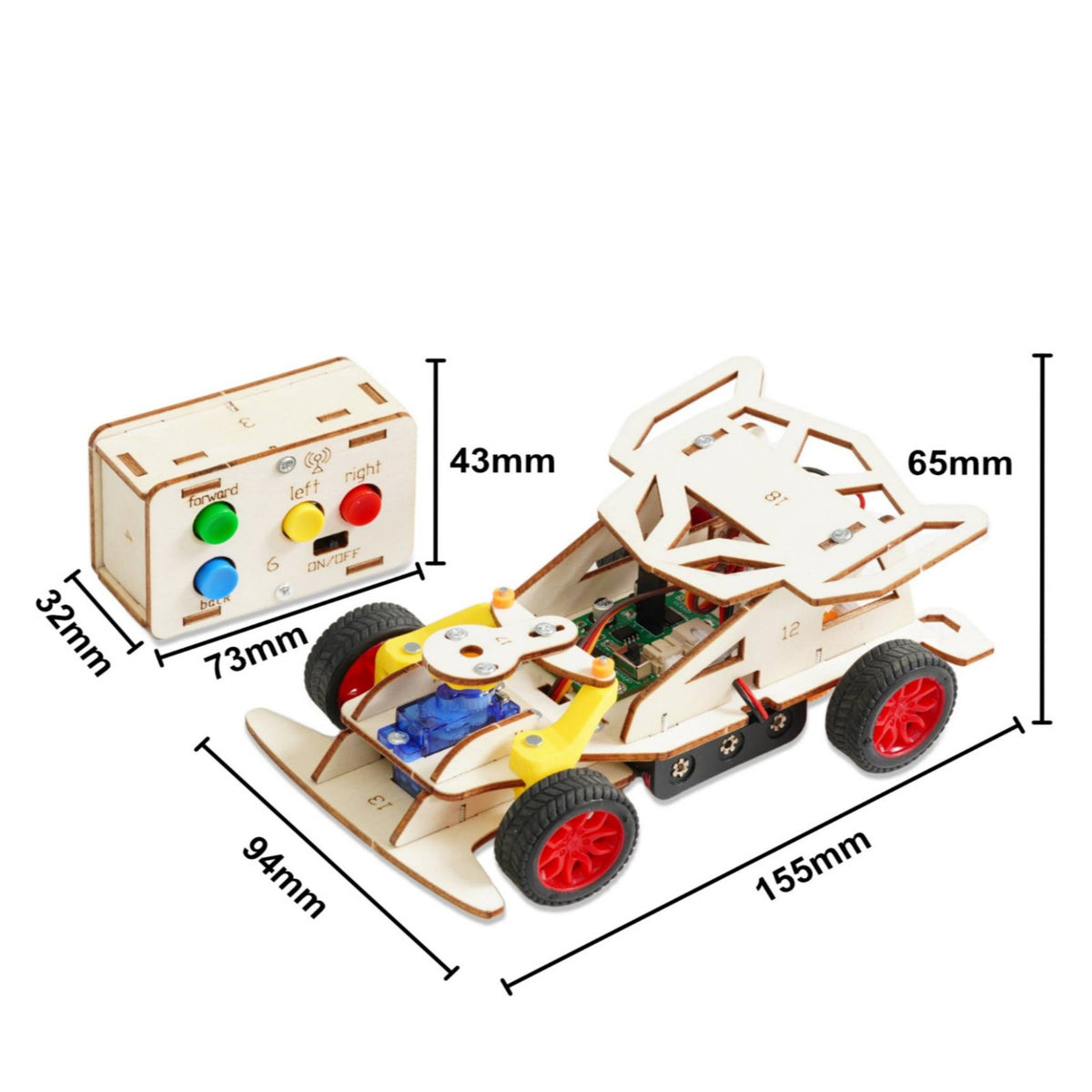 STEM Education RC Steering Car Kit Science Experiment DIY Racing Car Kit Hands-on Learning Educational Toy Rear-Wheel Drive for Students, Kids, Classroom, Homeschool