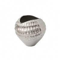 Vase with Hammered Finish Silver Aluminum Vase Shiny Flower Holder for Console Table, Hotel