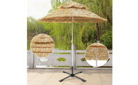 Tiki Umbrella with Tilt Double-Layer Thatch Parasol Tiltable Straw Umbrella for Patio, Poolside, Garden