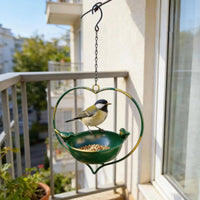 Wide Mouth Iron Bird Feeder Outdoor Use Hanging Bird Feeder Rust Resistant Easy to Clean for Garden, Patio, Balcony