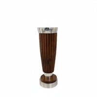 Walnut Wood Candle Holder Stainless Steel and Walnut and Metal Candlestick Polished Finish Candle Holder