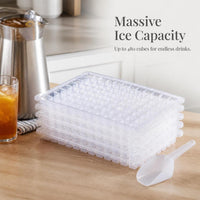 Stackable Ice Cube Tray with Storage Bin and Scoop, Food-Grade Silicone Ice Maker for Freezer, Large Capacity