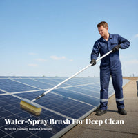Non-Scratch Bristles Solar Panel Cleaning Brush Adjustable Angle Head Photovoltaic Panel Washing Tool Multi-Purpose Water Fed Cleaning Brush Lightweight Aluminum for Maintenance Workers, Homeowners, Professional Cleaners, Rooftops, Roofs, Outdoor