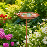Timeless Bronze Feathered Friend Bath, 24cm×86cm Weather-Resistant Iron with Ground Post for Lawn Decor, Patio Decor