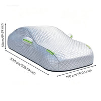 Padded Half Car Cover with Straps Quilted Car Half Cover Waterproof Wind-Resistant for Outdoor Parking