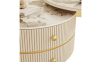 2 Pieces Modular Coffee Table Mineral-Look slabLook Coffee Table with Wheels Mobile Nesting Tables for Living Room, Small Apartment