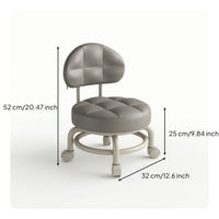 Ergonomic Rolling Stool with Backrest Comfortable Low Stool with Backrest Portable Furniture Long-Lasting for Entryway