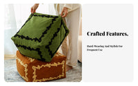 Moroccan Design Upholstered Pouf Removable and Washable Cover Embroidered Pouf Cube Multi-Functional Floor Seating Decorative Accent for Homeowners, Interior Decorators, Living Room, Balcony, Reading Nook, Playroom