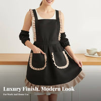 Cute Waitress Apron Breathable H-Back Pocketed Apron Shielded Workwear for Nail Technicians, Waitresses, Cafe, Bakery