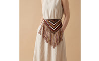 Woven Belt with Fringe Crocheted Accessory Multicolor for Festivals, Women