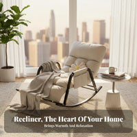 Reclining Function Rocking Recliner with Footrest Adjustable Backrest Design Recliner Sturdy Frame Lounge Chair Overstuffed Cushions for Couples, Homeowners, Balcony, Bedroom, Reading Nook, Home Office