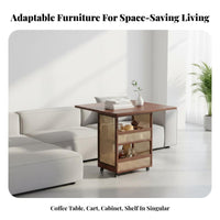 Space-Saving Multi-Tier Foldable Rolling Cart Vintage aesthetic Foldable 2-Tier Utility Cart 360-Degree casters Storage Rack Sturdy Construction for Apartment Dwellers, Office Workers, Living Room, Small Spaces, Bedroom, Kitchen