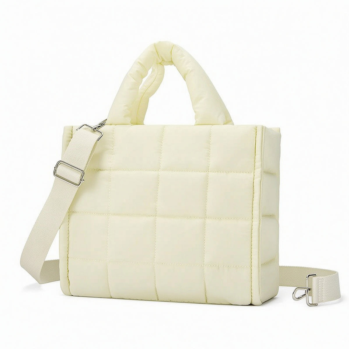 Puffer Tote Bag Adjustable Quilted Tote Bag Puffer Purse Detachable Versatile for Travelers, Everyday Use, Travel
