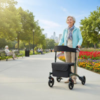 Ultralight Carbon Fiber Rollator Mobility Aid Lightweight Carbon Fiber Rollator Storage Bag Mobility Aid Height Adjustable for Seniors, Shopping