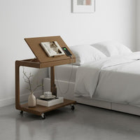 With casters C-Shaped Rolling Table Mobile Design C-Shaped Rolling Stand Space-Saving Household Furniture Multi-Purpose for Apartment Dwellers, Home Workers, Students, Living Room, Next to Sofa, Bedroom, Small Spaces