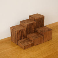 6 Pieces Wooden Display Blocks Solid Wood Modular Riser Blocks Wooden Display Stand Versatile Tiered Riser Stand Geometric