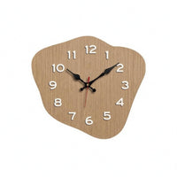 Irregular Rounded Face Wood-Grain Wall Clock Raised Numerals Wood Grain Wall Clock