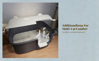 Large Cat Litter Box, Semi-Enclosed, Easy Clean