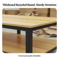 Double Layer Workbench High Load Capacity Assembly Line Table Sturdy Steel Frame Industrial Work Table with Shelf for Warehouse, Garage