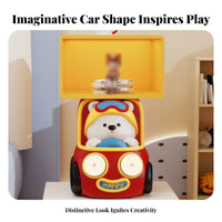 Playful Design Bear in-Car Side Table Multi-Functional children's Furniture Stable Base Nightstand Easy Assembly for Toddlers, Students, Bedroom, Playroom, Small Apartment, Guest Room