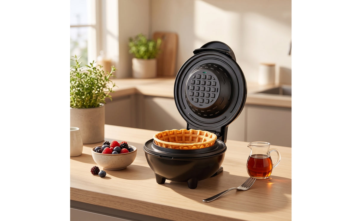 4-Inch Waffle Bowl Maker with Nonstick Plates Compact Waffle Bowl Maker Electric Appliance Countertop for Home Cooks, Families, Breakfast, Brunch, Kitchen