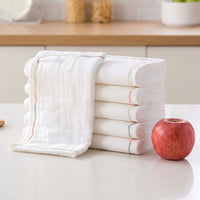 5 Layer Magic Wipe Cloth, Super Absorbent Microfibre Cloth for Kitchen, Household Brand Microfibre Cloths, White 25x25cm Stitched Towels