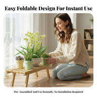 Installationat no cost Foldable Ladder Rack Floor-Standing Plant Stand Space-Saving Display Shelf Easy to Assemble for Apartment Dwellers, householders, Gardeners, Balcony, Living Room, Windowsill, Bathroom