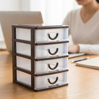 Mini drawer organizer, transparent storage box with lid, 5L capacity, for desk & office
