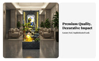 Feng Shui Decor Indoor Water Curtain Wall Humidifies Air Floor Standing Water Fountain Mist Function Artificial Mountain Landscape Ornament Long-Lasting Construction for Businesses, Office, Lobby, Entranceway, Garden