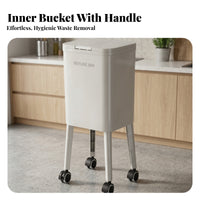 Press-Open Lid Tall Trash Bin Swivel Casters Rectangular Trash Bin Glossy Finish for Kitchen, Home
