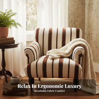 Striped Wooden Armchair mid-centuryera Modern aesthetic Striped Upholstered Armchair sturdy Wood Frame Accent Chair for Readers, perusing corner, Bedroom, Office