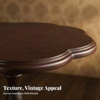 sturdy Wood Construction Scalloped border Table French French-inspired Indoor Furnishing floral-lobeShaped Top Household Furniture Vintage Design for Interior Decorators, Apartment Dwellers, Balcony, Living Room, Entryway, perusing corner