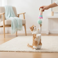 Cat Toy Rod Toy with Plushy Orb Automatic Teaser with Fluff-Tipped Teaser Handheld Cat Teaser for Cats, Kittens, Pet Training