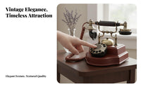 Rotary Dial Telephone No External Power Needed Vintage Rotary Phone Hand Woven Cloth Cord Antique Design Fixed Line Phone for Adults, Office