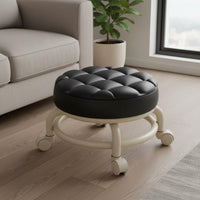 Low Round Stool with Wheels Multifunctional Low Round Rolling Stool Padded Creeper Seat Easy to Install Small Footstool