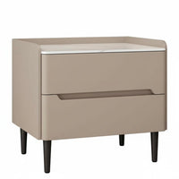 Sintered Stone Top Nightstand with Drawers Modern Design 2-Drawer End Table Ample Storage Bedside Cabinet Space-Saving for Homeowners, Renters, Students, Small Spaces, Apartment, College Dorm, Living Room