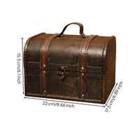 Wooden Chest with Handle Vintage Decorative Storage Box with Handle Small Wooden Storage Box Distressed Rustic